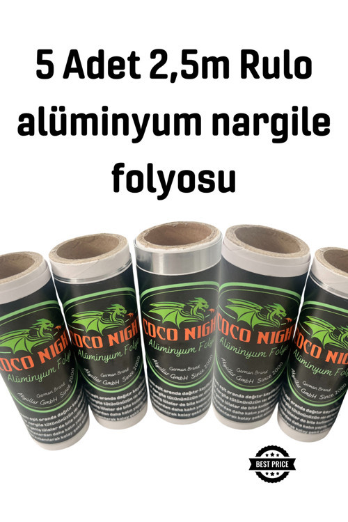 45 mikron (5adet) 250cm Rulo Alüminyum folyo, Nargile folyosu, shisha foil