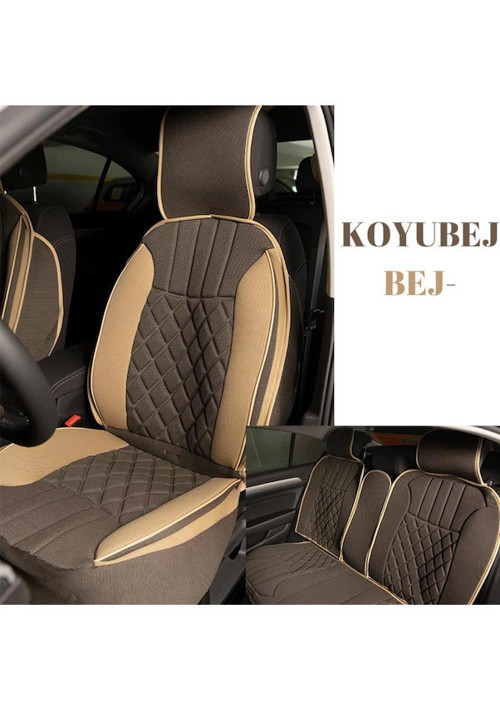 Mahindra Goa Oto Koltuk Minderi Ön Arka 5'li Takım Elegance Koyu Beje Bej FS
