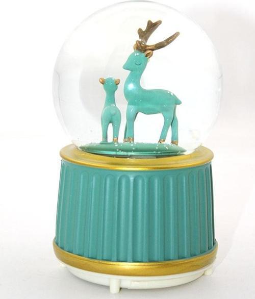Işıklı Müzikli Kar Küresi Geyikli 16 Cm Alk1985