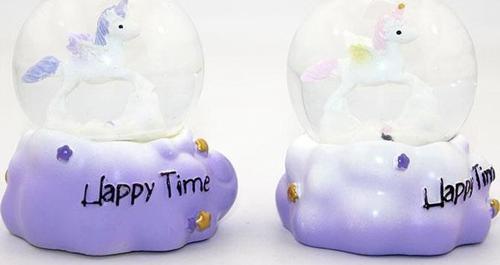 Küçük Unicorn Tasarımlı Işıklı Kar Küresi 9 Cm Alk1785