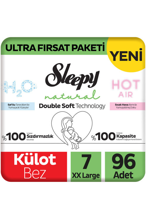 Natural Double Soft Ultra Fırsat Paketi Külot Bez 7 Numara Xxlarge 96 Adet