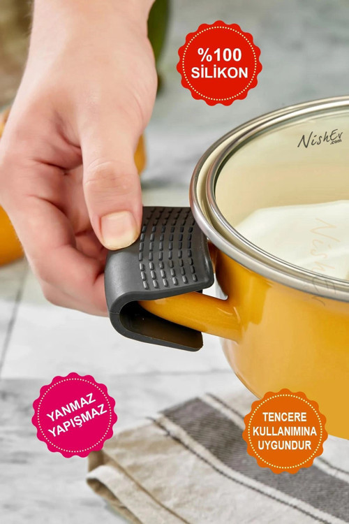 Prestij Çift Yanmaz Yapışmaz Silikon Tencere Tutacağı – 10x4cm Isı Yalıtımlı