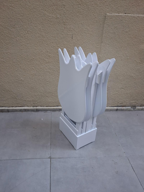 Zigon Çanta 90539 Lale Model Dörtlü Takım Ahşap MDF Beyaz Renk El Yapım
