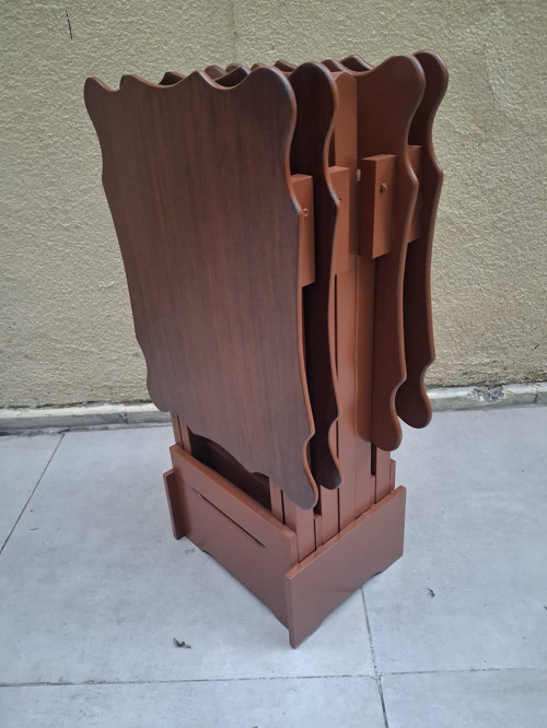 Zigon Çanta 90560 Sehpa Dikdörtgen Model Kayın Torna Parlak Ceviz Boya El Yapım