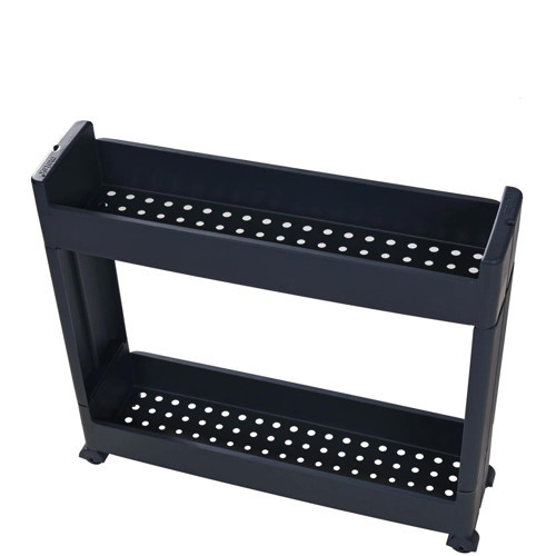 Slim Organizer 2 Katlı Plastik Banyo / Mutfak Düzenleyici Raf – Antrasit (49,5 × 14 × 45 cm)