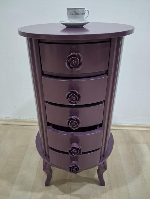 Şifonyer Şeker 90606 Aslan Lükens Model 5 Çekmece 1 Ad Parlak PEMBE Porselen Kulp