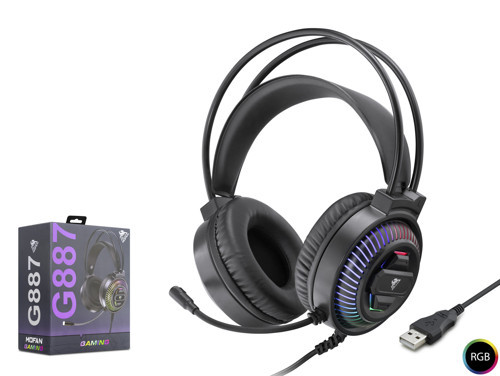 G887 USB RGB 7.1 Surround Over-Ear Mikrofonlu Gaming Kulaklık Siyah