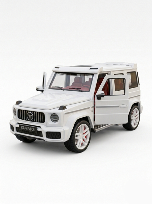 Mercedes G-Serisi Tasarımlı Sürtmeli Model Araba - Sesli ve Işıklı - 1:32 Ölçek BEYAZ