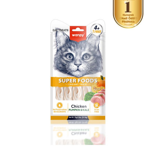 Superfood Balkabağı & Kara Lahanalı Krema Kedi Ödülü 5×14 Gr