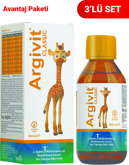 Classic L-Arjinin, Multivitamin ve Multimineral İçeren Şurup 150 ml 3 Adet