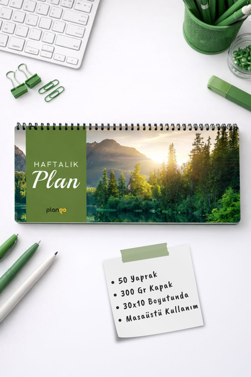 Tarihsiz Spiralli Haftalık Masaüstü Planlayıcı - Orman - 10x30 cm Plango
