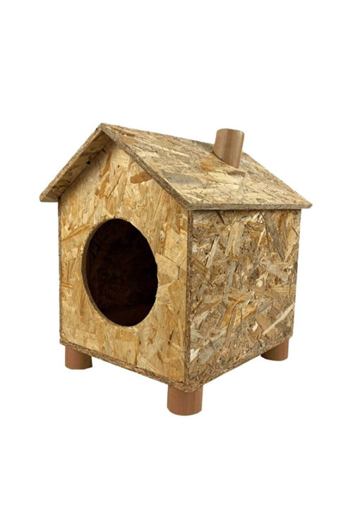 Kedi Evi Dış Ortam Uygun Ahşap Kedi Evi OSB 43x40x37 cm - CAT09