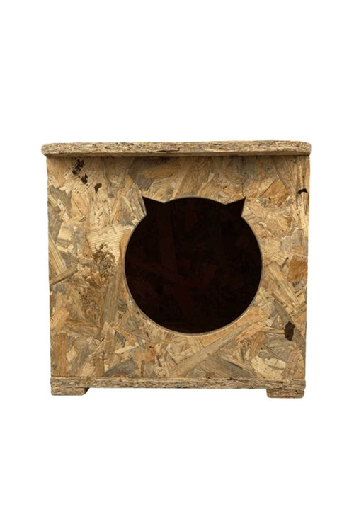 Ahşap Kedi Evi 45x35x34 cm Sıcak ve Soğuğa Dayanıklo OSB - CAT12
