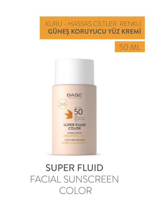 Facial Sunscreen Super Fluid Color SPF50 50ml - Hyaluronik Asit İçeren Renkli Yüz Güneş Kremi