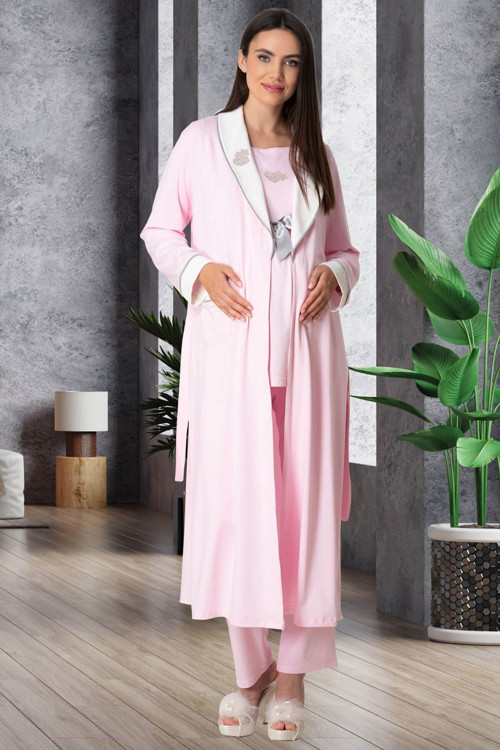 Mecit 5554 Pembe Sabahlıklı Lohusa Pijama Takımı