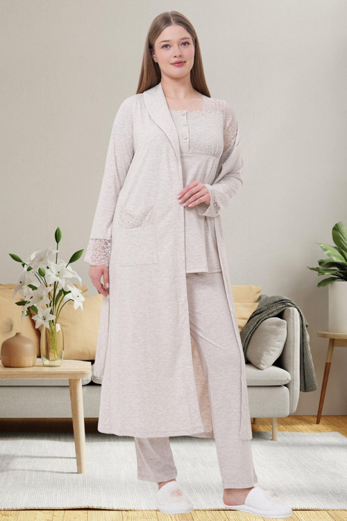 Mecit 6003 Vizon Sabahlıklı Lohusa Pijama Takımı