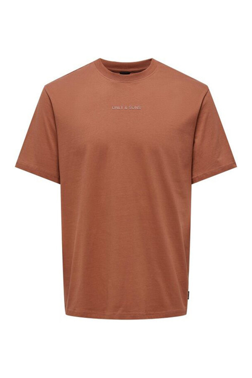 Onslevi % 100 Pamuk Relaxed Fit Bisiklet Yaka Logolu Erkek T Shirt 22028147 Tarçın