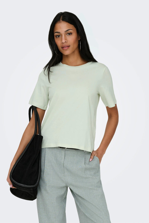 % 100 Pamuk Regular Fit Bisiklet Yaka Bayan T Shirt 15270390 AÇIK YEŞİL