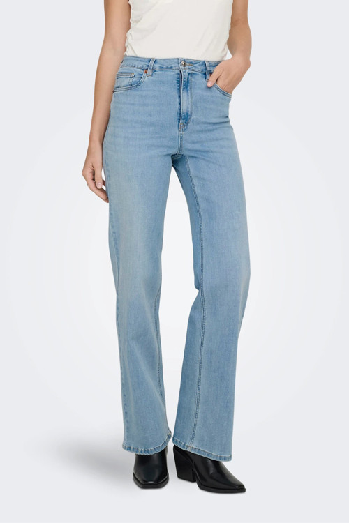 Onljuicy Relaxed Fit Yüksek Bel Bol Paça Jeans Bayan Kot Pantolon 15370601 AÇIK MAVİ