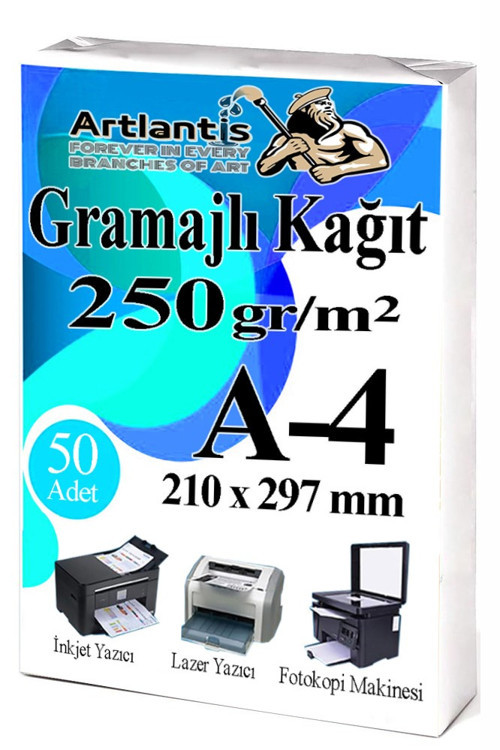A4 Gramajlı Fotokopi Kağıdı 50 Adet 250 gr Sertifika Kağıdı Kalın Kağıt Baskı Tüm Yazıcılara Uyumlu 21x29.7cm Ofis Büro