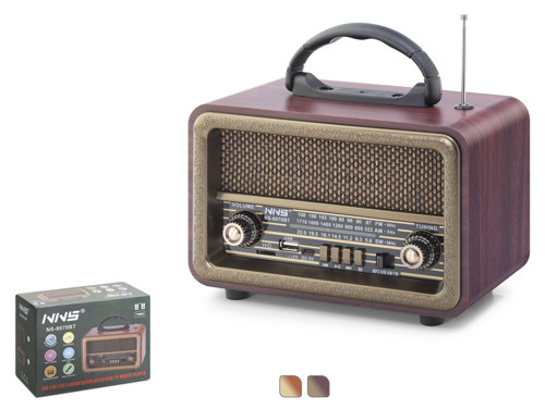 NS8070BT Bluetooth Nostaljik FM Radyo TWS USB TF Taşınabilir Hoparlör - Maun