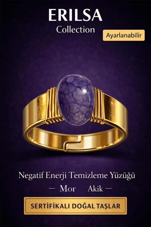 Sertifikalı Mor Akik Doğal Taş Yüzük – Negatif Enerji Temizleme Ayarlanabilir