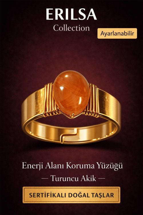 Sertifikalı Turuncu Akik Doğal Taş Yüzük – Enerji Alanı Koruma Ayarlanabilir