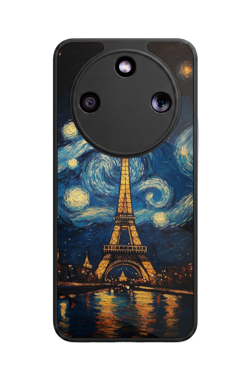 Honor Magic 8 Lite Uyumlu Eyfel Baskılı Glossy Premium Mat Siyah Silikon Kılıf