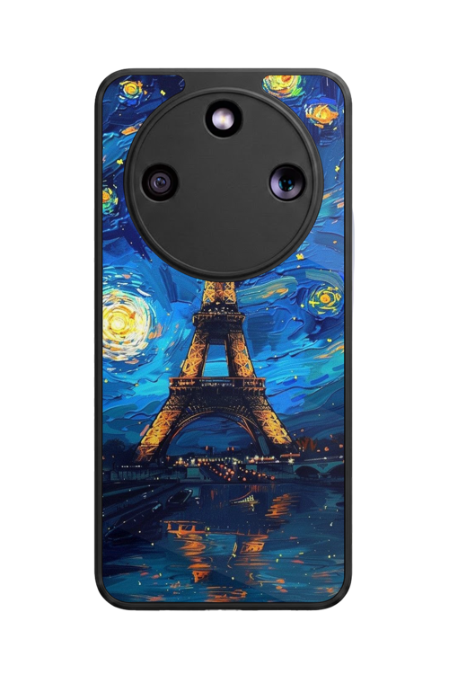 Honor Magic 8 Lite Uyumlu Eyfel Baskılı Glossy Premium Mat Siyah Silikon Kılıf