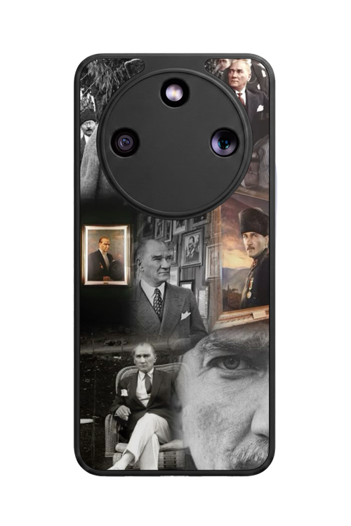 Honor Magic 8 Lite Uyumlu Atatürk Baskılı Glossy Premium Mat Siyah Silikon Kılıf