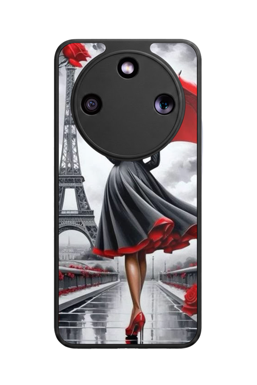 Honor Magic 8 Lite Uyumlu Eyfel Baskılı Glossy Premium Mat Siyah Silikon Kılıf
