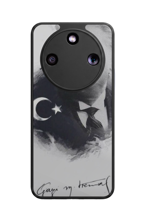 Honor Magic 8 Lite Uyumlu Atatürk Baskılı Glossy Premium Mat Siyah Silikon Kılıf