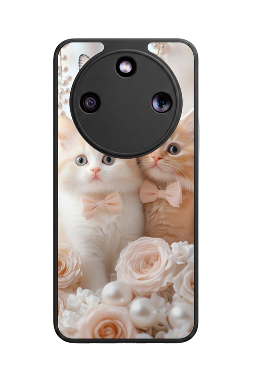 Honor Magic 8 Lite Uyumlu Kedi Baskılı Glossy Premium Mat Siyah Silikon Kılıf