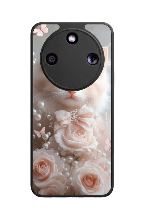 Honor Magic 8 Lite Uyumlu Kedi Baskılı Glossy Premium Mat Siyah Silikon Kılıf