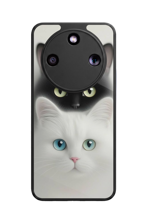Honor Magic 8 Lite Uyumlu Kedi Baskılı Glossy Premium Mat Siyah Silikon Kılıf