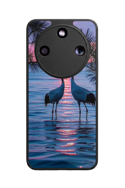 Honor Magic 8 Lite Uyumlu Manzara Baskılı Glossy Premium Mat Siyah Silikon Kılıf