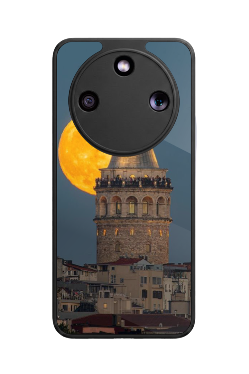 Honor Magic 8 Lite Uyumlu Kız Kulesi Baskılı Glossy Premium Mat Siyah Silikon Kılıf