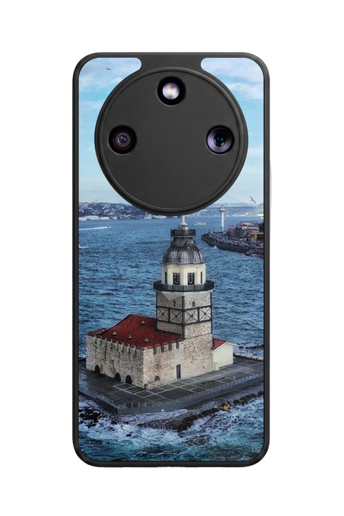 Honor Magic 8 Lite Uyumlu Kız Kulesi Baskılı Glossy Premium Mat Siyah Silikon Kılıf