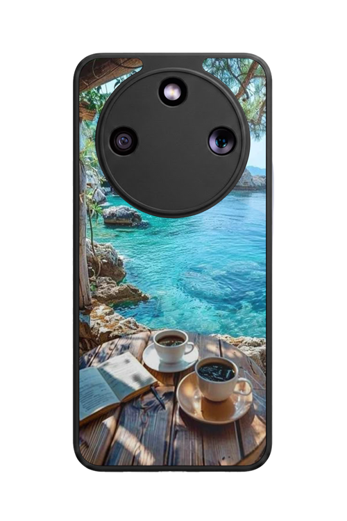 Honor Magic 8 Lite Uyumlu Manzara Baskılı Glossy Premium Mat Siyah Silikon Kılıf
