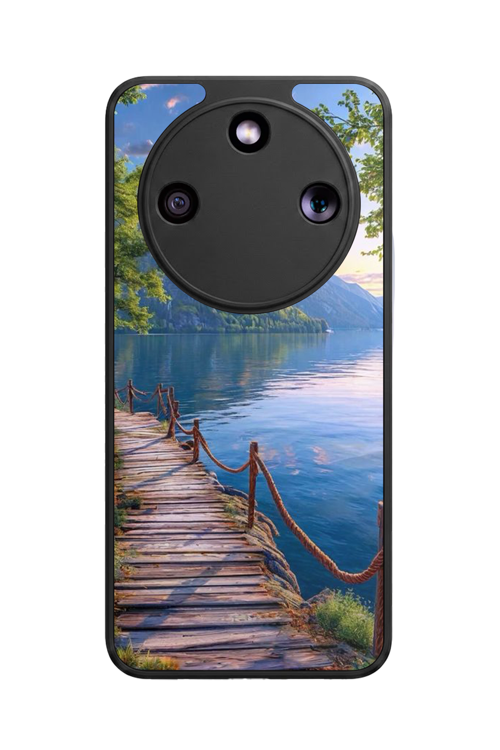 Honor Magic 8 Lite Uyumlu Manzara Baskılı Glossy Premium Mat Siyah Silikon Kılıf