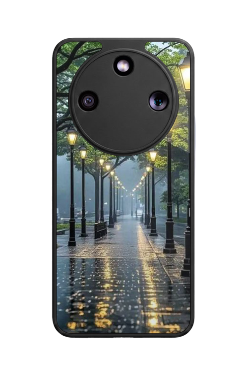 Honor Magic 8 Lite Uyumlu Manzara Baskılı Glossy Premium Mat Siyah Silikon Kılıf