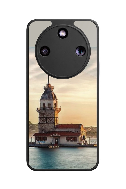 Honor Magic 8 Lite Uyumlu Kız Kulesi Baskılı Glossy Premium Mat Siyah Silikon Kılıf
