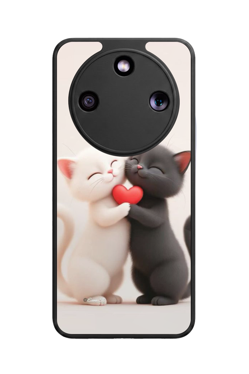Honor Magic 8 Lite Uyumlu Kedi Baskılı Glossy Premium Mat Siyah Silikon Kılıf