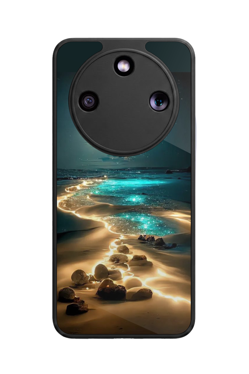 Honor Magic 8 Lite Uyumlu Manzara Baskılı Glossy Premium Mat Siyah Silikon Kılıf