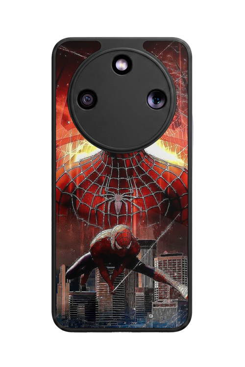 Honor Magic 8 Lite Uyumlu Örümcek Adam Atatürk Baskılı Glossy Premium Mat Siyah Silikon Kılıf
