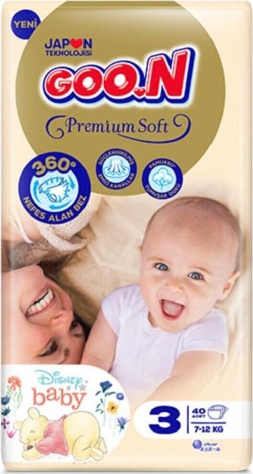 Goon Premium Soft Bebek Bezi 3 Beden Jumbo Paket 40 Adet