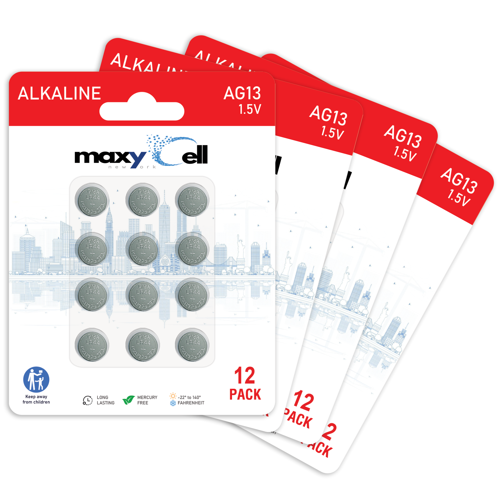 50 x Maxycell AG13 LR44 1,5 V Maxycell Alkalin Düğme Pil