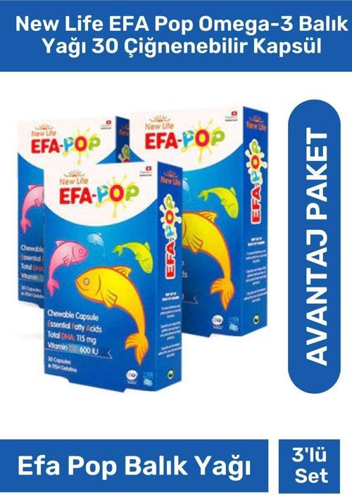 Efa Pop Omegra-3 Balık Yağı 30 Çiğnenebilir Kapsül 3'Lü Paket