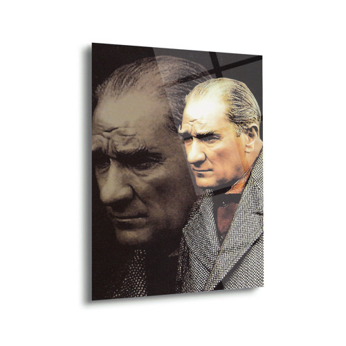Atatürk Çift Portre Tasarımı Cam Tablo – Ata148