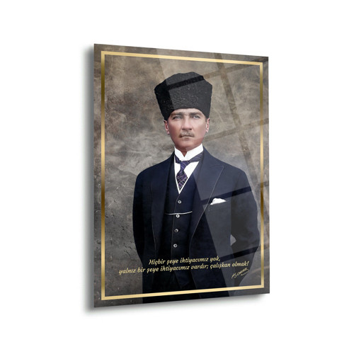 Atatürk Klasik Portre Modern Cam Tablo – Ata139